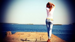 Woman jeans Beaches blondes lomo lomography