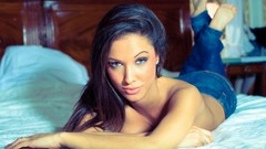 Woman jeans beds brunettes models