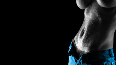 Woman jeans black background stomach monochrome models panties 