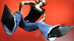 Woman jeans blondes high heels