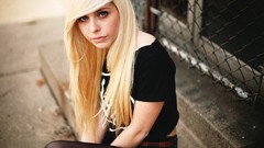 Woman jeans blondes skirts brunettes teen Chain Link Fence