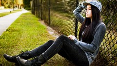 Woman jeans brunettes