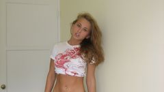 Woman jeans exposed midriff