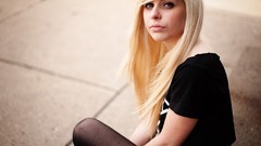 Woman jeans Friends blondes skirts teen depth of field