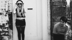 Woman jeans Friends monochrome sunglasses blondes skirts 