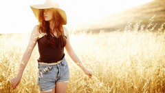 Woman jeans hats sunlight corset brunettes Taylor McCutchan