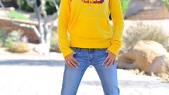 Woman jeans hoodies blondes Sophia Knight