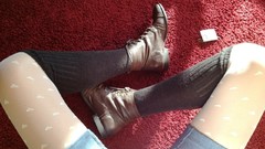 Woman jeans legs boots knee socks body parts