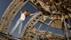 Woman jeans military Celebrity Actress tank tops brunettes 