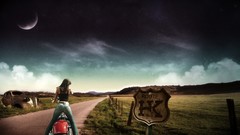 Woman jeans roads Motorcycles