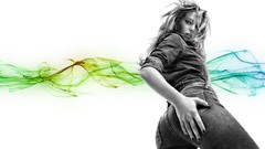 Woman jeans selective coloring