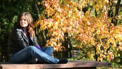 Woman jeans Tables sitting brunettes