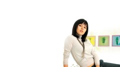 Woman jeans white background Celebrity Actress asians short 