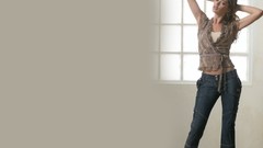 Woman jeans window panes