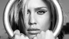 Woman Jessica Alba grayscale