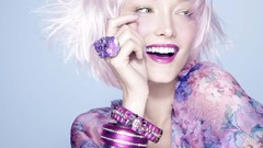 Woman Jewelry rings fashion blondes bracelets smiling green 