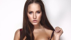 Woman juice brown eyes brunettes models seductive eyes Sabine 