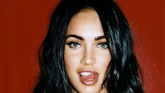 Woman juice Megan Fox faces blue eyes brunettes black hair 