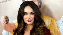 Woman juice Megan Fox red dress blue eyes brunettes
