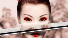 Woman Katana Japanese Swords asians brunettes models