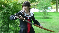 Woman Katana Japanese Swords schoolgirls asians school uniforms 