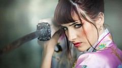 Woman Katana samurai models susan coffey redheads