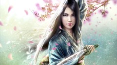 Woman Katana Swords asians artwork digital art