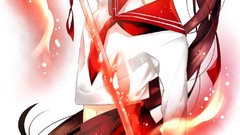 Woman Katana Swords drawings legs anime girls uniforms redheads 