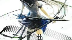 Woman Katana Swords long hair school uniforms black hair black 