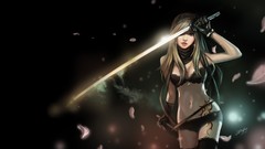 Woman Katana widescreen tattoos anime girls brunettes bra 