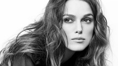Woman Keira Knightley faces Actress grayscale
