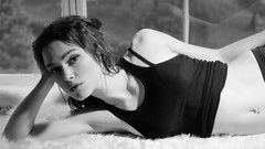 Woman Keira Knightley monochrome piercings