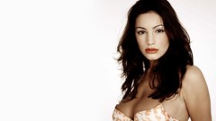 Woman Kelly Brook brunettes models red lipstick