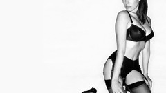 Woman Kelly Brook stockings black panties