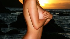 Woman ketchup brunettes models cleavage bikini boobs strategic 