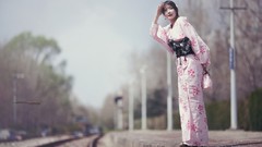 Woman kimono asians models Korean Han Seo Young