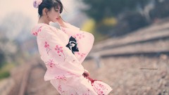 Woman kimono asians models Korean Japanese clothes Han Seo Young