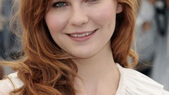 Woman Kirsten Dunst Actress smiling green eyes redheads