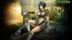 Woman Knights Swords brunettes boobs video games king's bounty 