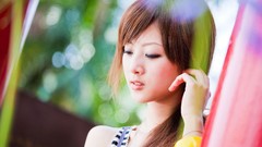 Woman Korea asians long hair brunettes Mikako Zhang Kaijie