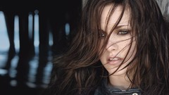 Woman Kristen Stewart faces Actress brunettes Leather Jacket 