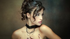 Woman lace brunettes models choker