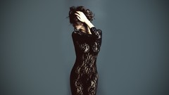 Woman lace brunettes models photo shoot nipples standing boobs 