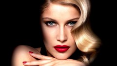 Woman Laetitia Casta faces blondes models red lipstick
