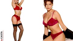 Woman Laetitia Casta models cleavage