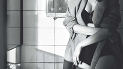 Woman Laetitia Casta monochrome blondes lingerie models