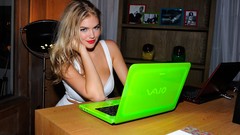 Woman Laptops blondes sony vaio white dress models kate upton