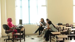 Woman Laptops College asians long hair brunettes classroom teen 