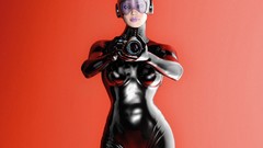 Woman latex 3d cgi