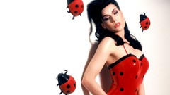 Woman latex corset brunettes